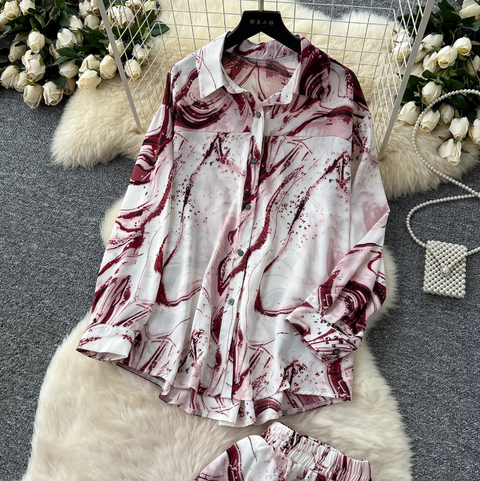 Loose Shirt & Trousers Tie-dye 2Pcs