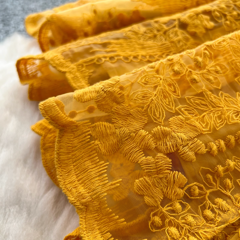 Floral Embroidery Mesh A-line Dress