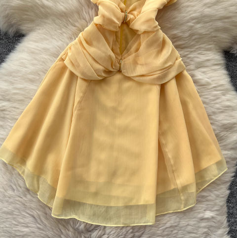 Hollowed Knot Mesh Bustier Dress