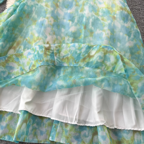 Bow-tie Top & Printed Skirt 2Pcs