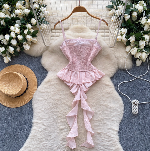 Ruffled Ribbon Pendulum Camisole Top