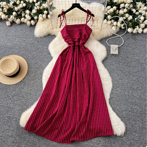 Mori Striped Printed Lace-up Dress