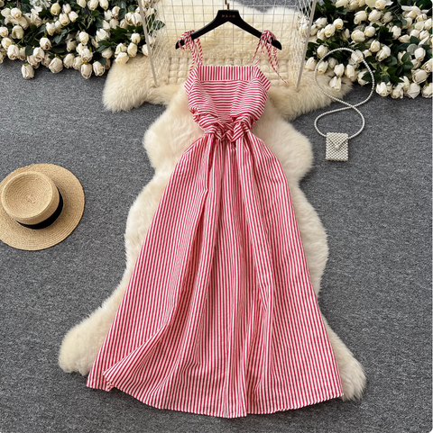 Mori Striped Printed Lace-up Dress