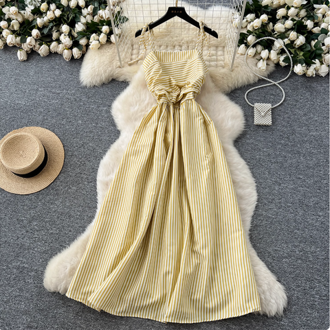 Mori Striped Printed Lace-up Dress