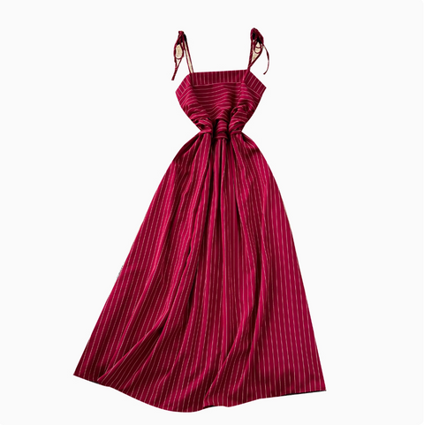 Mori Striped Printed Lace-up Dress