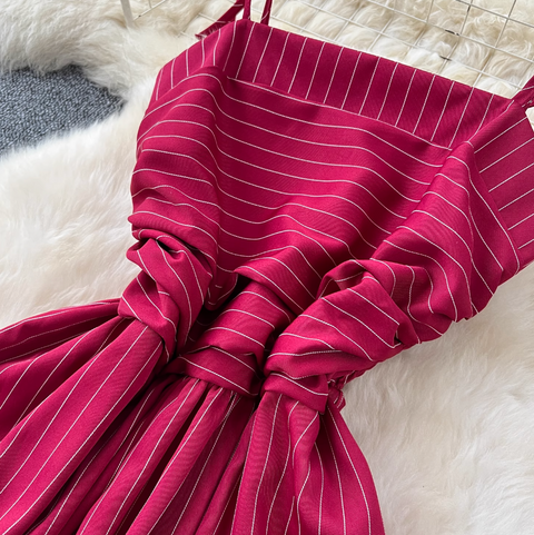 Mori Striped Printed Lace-up Dress