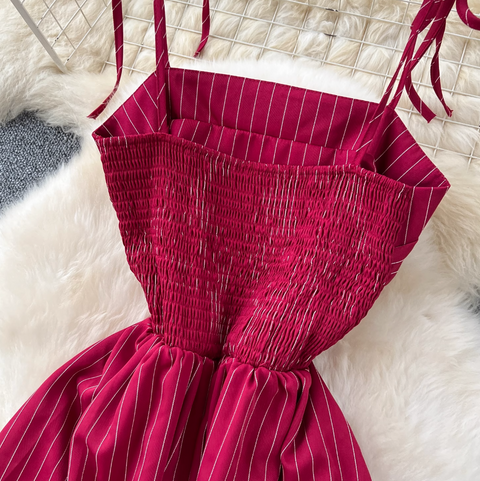 Mori Striped Printed Lace-up Dress