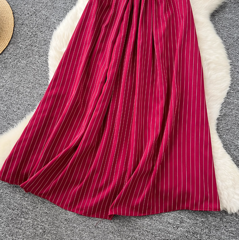 Mori Striped Printed Lace-up Dress