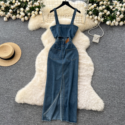 Denim Camisole & Slim Skirt 2Pcs