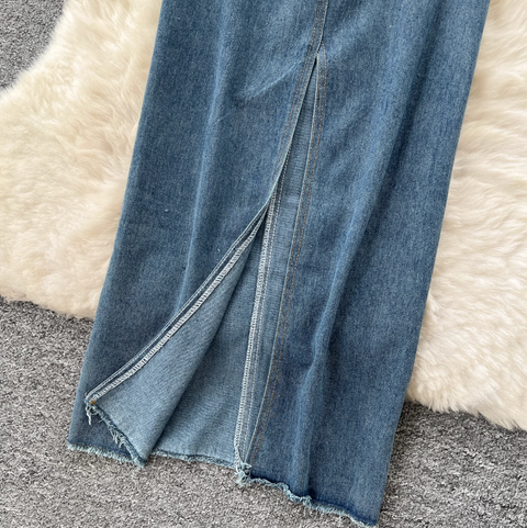 Denim Camisole & Slim Skirt 2Pcs