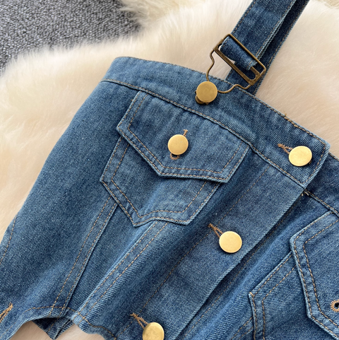 Denim Camisole & Slim Skirt 2Pcs