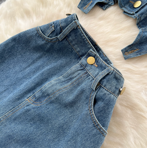 Denim Camisole & Slim Skirt 2Pcs