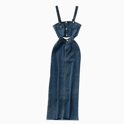 Denim Camisole & Slim Skirt 2Pcs