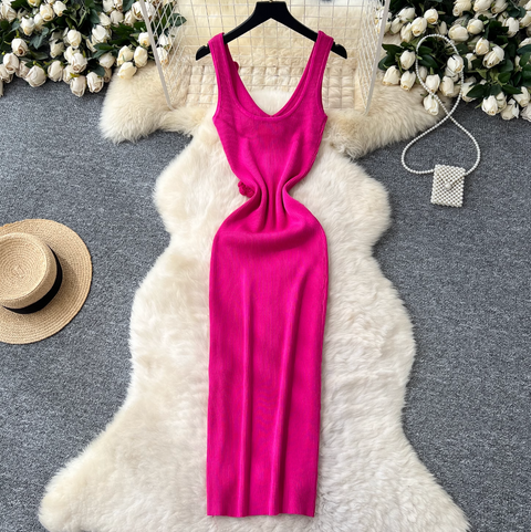 3d Flower Knitted Vest Dress