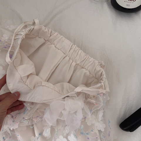 3d Embroidery White Slip Dress