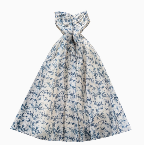 Off-shoulder Floral Printed Puffy Dress