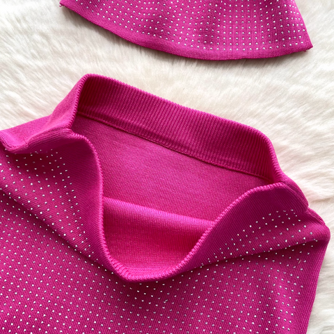 Rhinestone Studded Camisole & Skirt 2Pcs