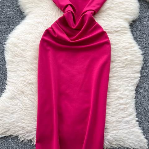 Slant Neckline Slim-fit Party Dress