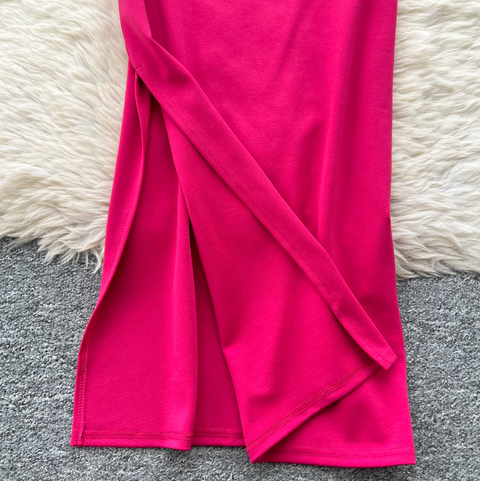 Slant Neckline Slim-fit Party Dress