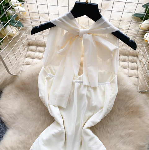 Rhinestone Studded Lace-up Halter Dress