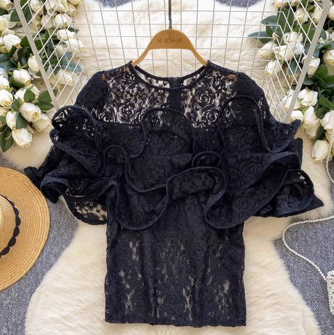 Premium 3D Ruffled Embroidered Top