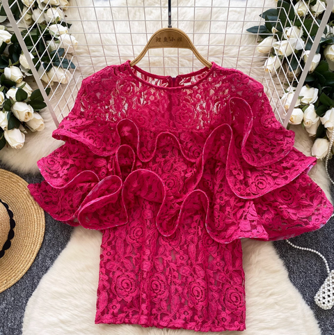 Premium 3D Ruffled Embroidered Top