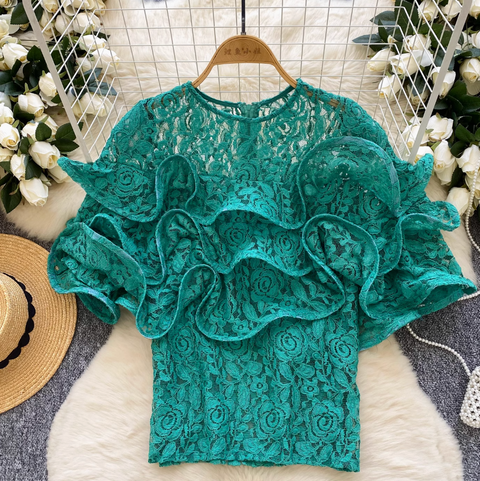 Premium 3D Ruffled Embroidered Top