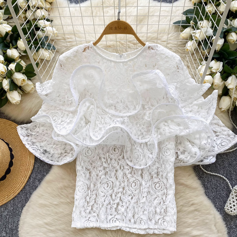 Premium 3D Ruffled Embroidered Top