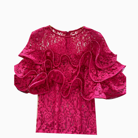 Premium 3D Ruffled Embroidered Top