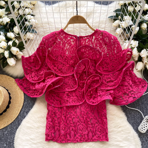 Premium 3D Ruffled Embroidered Top