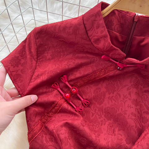 Chinese Style Plate Button Jacquard Dress