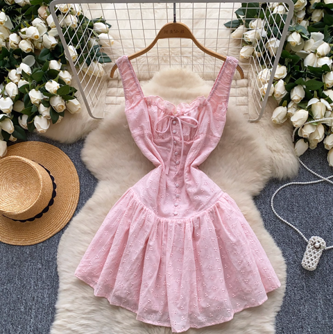 Sweetie Lace-up Patchwork Puffy Dress