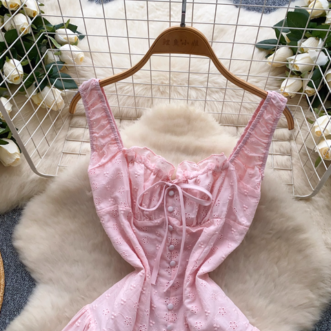 Sweetie Lace-up Patchwork Puffy Dress