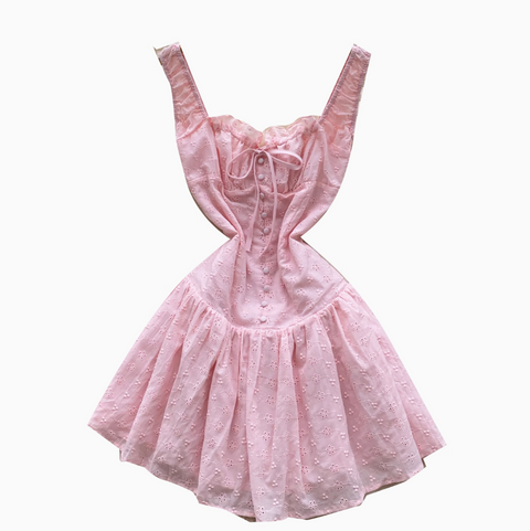 Sweetie Lace-up Patchwork Puffy Dress