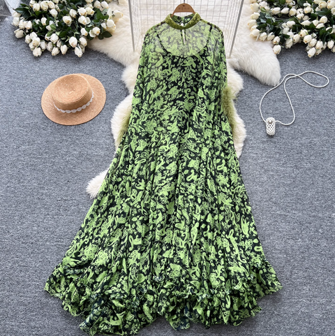 Furry Patchwork Outwear Dress & Slip Dress