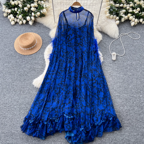 Furry Patchwork Outwear Dress & Slip Dress