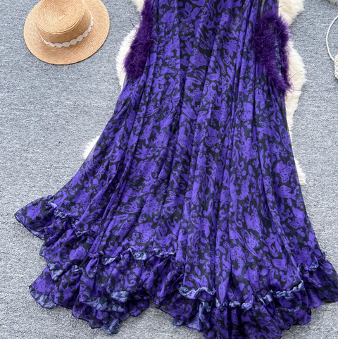 Furry Patchwork Outwear Dress & Slip Dress