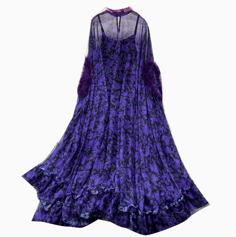 Furry Patchwork Outwear Dress & Slip Dress