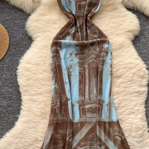 French Style Printed Slip Dress