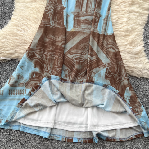 French Style Printed Slip Dress