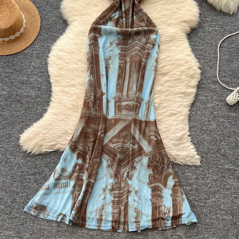French Style Printed Slip Dress