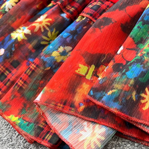 Niche Design Floral Plaid Slip Dress