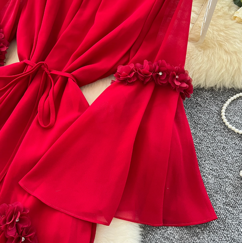 Elegant Beaded 3d Floral Dress