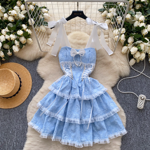 Sweetie Bow-tie Puffy Lace Dress