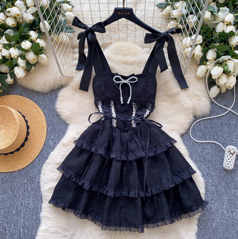 Sweetie Bow-tie Puffy Lace Dress