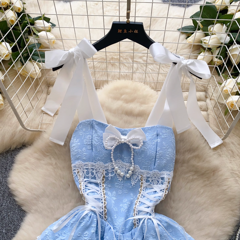 Sweetie Bow-tie Puffy Lace Dress
