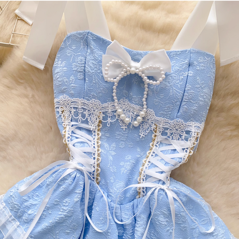 Sweetie Bow-tie Puffy Lace Dress