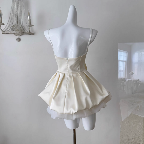 Bow-tie Slip Dress & Puffy Skirt 2Pcs