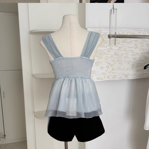 Fairy Rhinestone Studded Blue Top