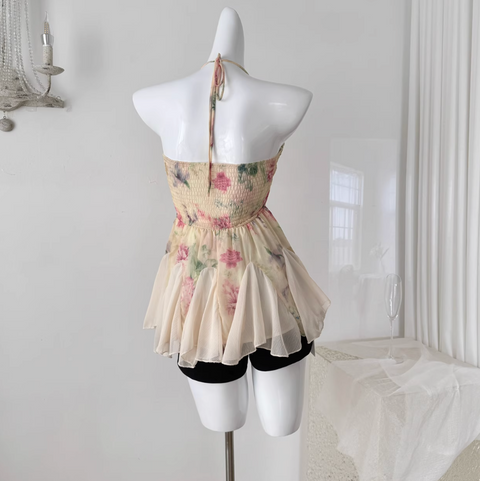Lace Patchwork Floral Mesh Dress